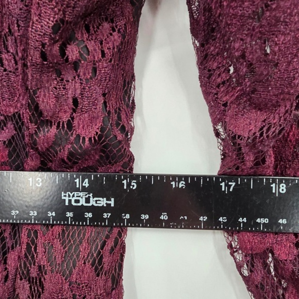 Cybill Stewart Vintage Lace Party Dress Cocktail Fit & Flare Maroon Black 80s - Picture 12 of 13